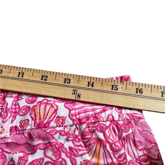 LILLY PULITZER Pink/Orange Shell Print Cotton Shorts - Size 8 - Picture 9 of 11